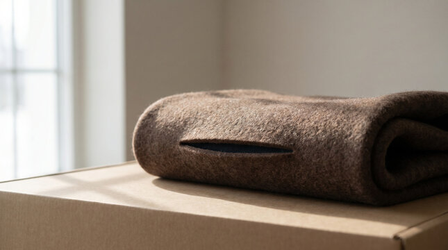 Raw umber felt fold with tactile slit detail