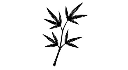 Obraz premium Hand Drawn Bamboo Branch Silhouette