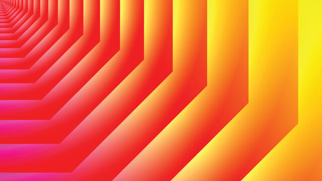 Vibrant Red Orange Yellow Curved Tunnel Abstract Background, Neon Gradient Layers Perspective, Futuristic Digital Wallpaper