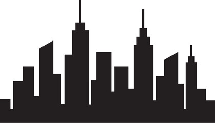 Obraz premium Low detail skyline silhouette compact horizontal compression minimalist vector dense city skyline