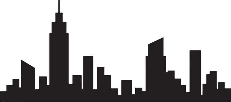 Minimal skyline silhouette asymmetrical balance composition geometric city skyline vector illustration