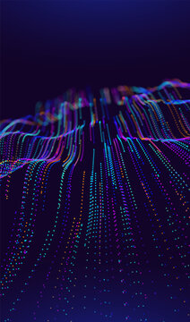 Abstract future ai background with blue big data and digital dots for tech and technology science presentation. Line cyber business network 3d backdrop. Connection graphic design.
