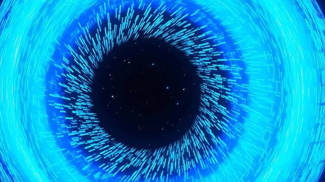 A Cyberspace Eye with Blue Hieroglyphs Pulsing in a Data Void