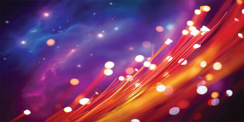 An abstract Christmas background featuring bright holiday lights and a purple glitter star explosion creating a magic party disco effect © JAHURA