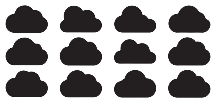 Minimalist cloud outline icons collection for web and mobile apps vector illustration eps 10