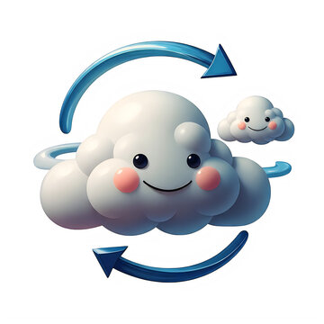 Smiling cartoon cloud with small cloud formation