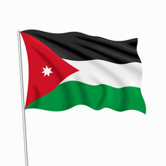 Obraz premium Jordanian waving national flag, design for national holidays. Vector illustration.