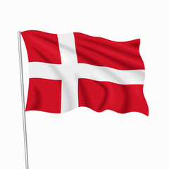 Fototapeta premium Danish waving national flag, design for national holidays. Vector illustration.