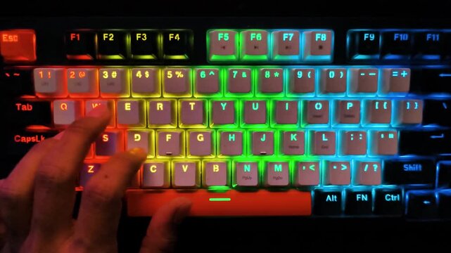 FPS video gaming action on keyboard top down view
