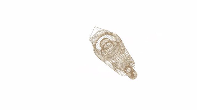 Wireframe Mesh 3D CAD Render of an structure of a machined Industrial Component