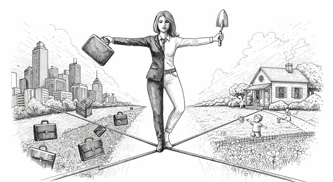 Woman Balancing Work and Family Life Concept