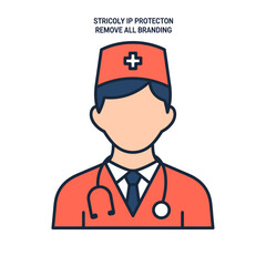 Fototapeta premium Doctor wearing orange scrubs and hat.