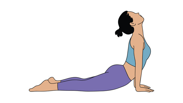 Woman in blue athletic wear performing a yoga pose on a purple mat