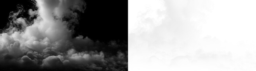 Soft white clouds drift across a transparent background, suggesting an airy and light atmosphere © Liubov