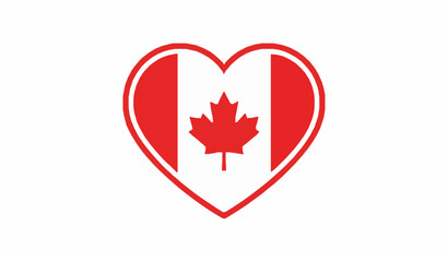 Obraz premium Canadian Heart Flag Flat Vector Illustration on White Background