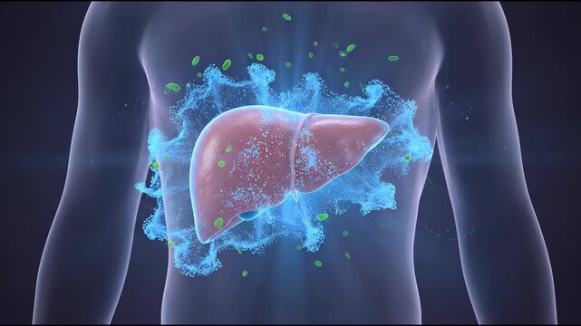 3d medical animation of healthy liver detoxification and healing