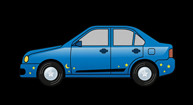 blue car on black background