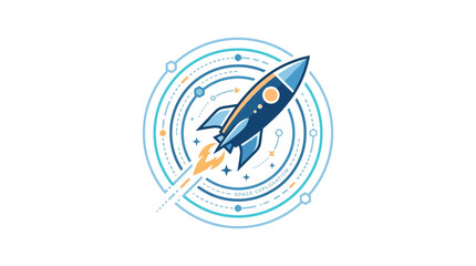 Rocket Ship Blasting Off Into Space. © Gilangaa