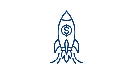 Rocket Ship Launching with Dollar Sign. © Gilangaa