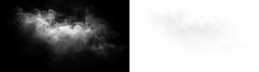 Mist or fog drifting softly on a transparent background in a natural setting during morning hours © Liubov