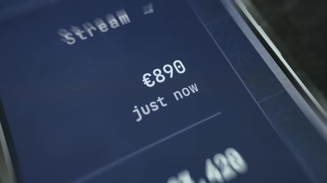 Live stream of latest financial transactions amounts