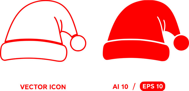 ofvs164 OutlineFilledVectorSign ofvs - santa hat vector icon . isolated transparent . black outline and filled version . AI 10 / EPS 10 . g11503
