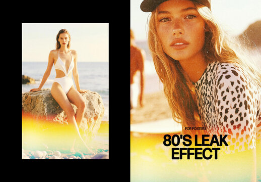 80&rsquo;s Photo Effect &ndash; Light Leak for Poster & Social Media (PSD)