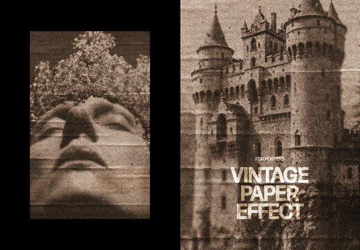 Vintage Paper Photo Effect &ndash; Sepia for Poster & Social Media (PSD)