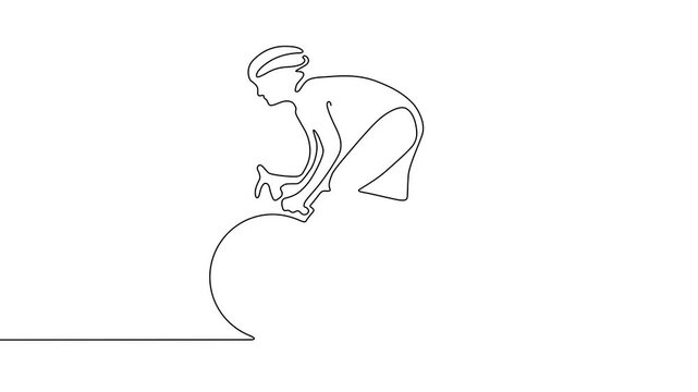 One Line Illustration of a Cyclist in Motion