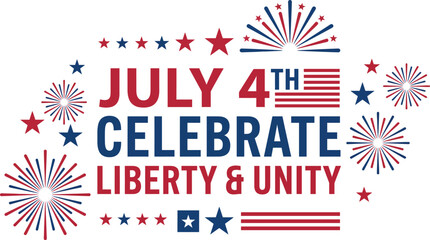 Obraz premium July 4th independence day celebration design with fireworks, stars and american flag elements