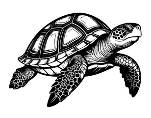 Obraz premium illustration hand drawn turtle black and white