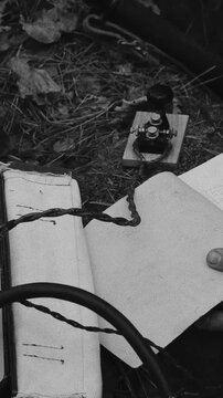 Nature's Whisper: Vintage Listening Equipment and Notes Black And White Video. Russian