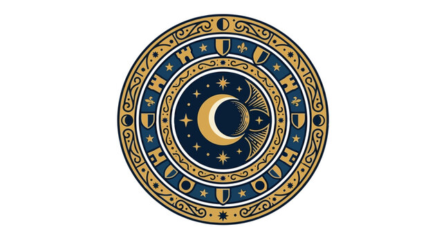 Zodiac Astrology Lunar Circle Design.