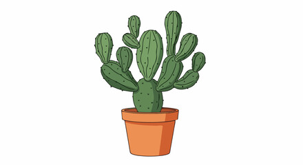 Obraz premium A green cactus with multiple pads in an orange pot