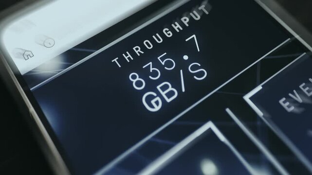 Real-time data transfer throughput rate measured in GB per second
