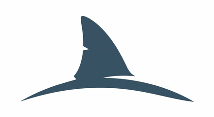 Fototapeta premium A dark blue stylized sail with a shark fin shape emerges from waves