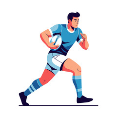 Naklejka premium Rugby player running with ball - vector illustration