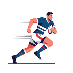 Obraz premium Rugby player running with ball - vector illustration