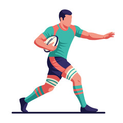 Obraz premium Rugby player running with the ball, vector illustration