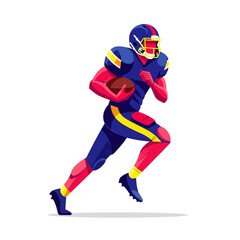 Fototapeta premium American Football Player Running with Ball - Vector Illustration
