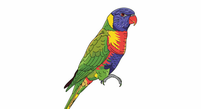 A colorful parrot with vibrant green, yellow, red, and blue plumage