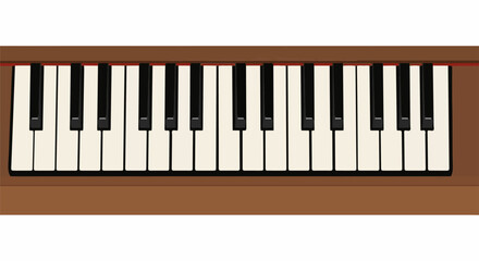 Fototapeta premium A flat lay of a piano keyboard on a brown surface