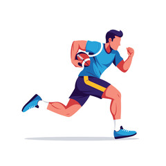 Obraz premium American Football Player Running with Ball Vector Illustration