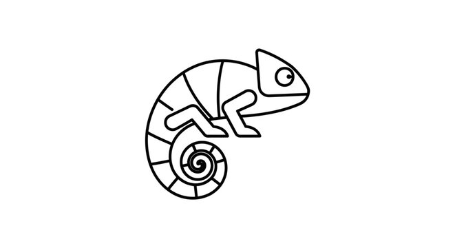 Chameleon Line Drawing Animal Illustration.