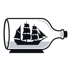 Ship in a bottle illustration with a sailing vessel inside  nautical graphic design element icon © Shathi