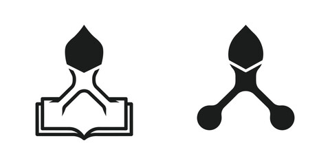 Minimalist Black and White Islamic Architecture and Quran Book Icon Set © KalamGraphicsBD
