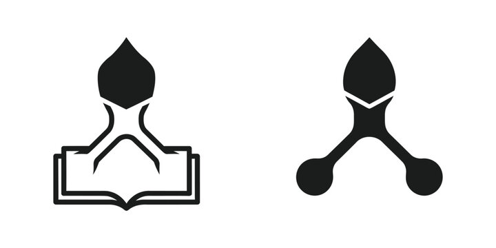 Minimalist Black and White Islamic Architecture and Quran Book Icon Set