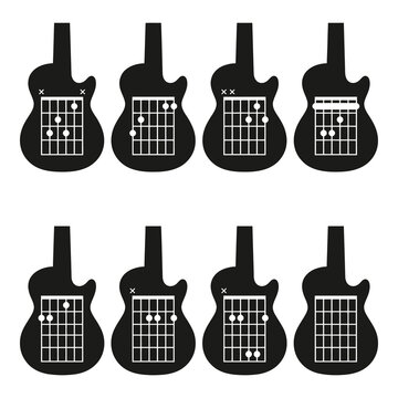 Guitar chord charts for musicians and music lessons online tutorials icon