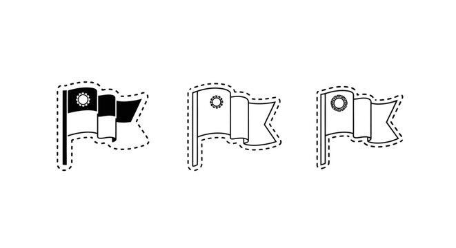 Three Distinct Nautical Flag Designs in Outline Style.