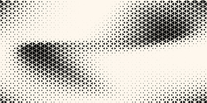 Triangle Shapes Vector Abstract Geometric Technology Background. Radial Composition Halftone Frame Triangular Retro Simple Pattern. Minimal Style Dynamic Tech Wallpaper